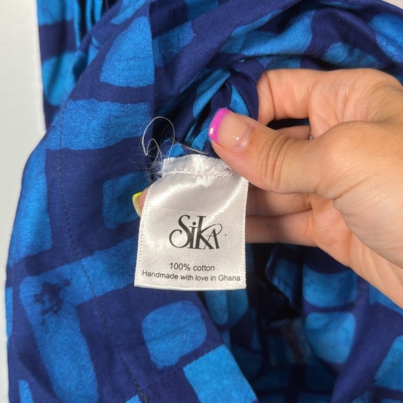 Sika Anthropologie Romper Sz 10 Geometric Blue Jumpsuit Belt Resort - Picture 7 of 8